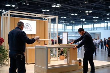 Image showing an exhibition stand being carefully dismantled after an event.