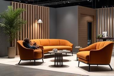 Image displaying stylish furniture pieces suitable for exhibition stand lounges or meeting areas.